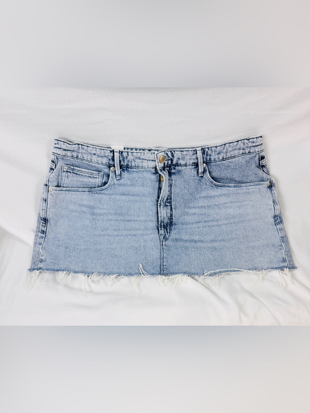 Good American Light Blue Mini Skirt